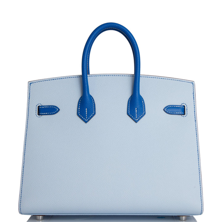 Hermes Birkin 25 Sellier Bleu Brume and Bleu Zellige Epsom Brushed Palladium Hardware