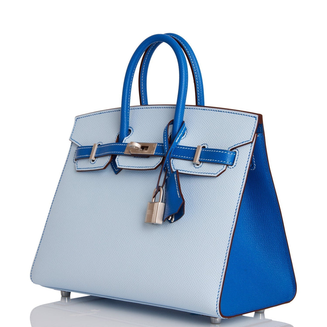 Hermes Birkin 25 Sellier Bleu Brume and Bleu Zellige Epsom Brushed Palladium Hardware