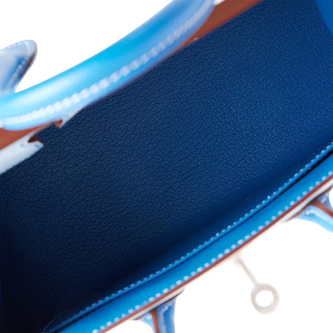 Hermes Birkin 25 Sellier Bleu Brume and Bleu Zellige Epsom Brushed Palladium Hardware