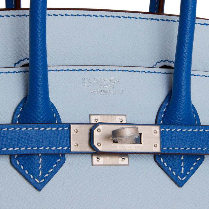 Hermes Birkin 25 Sellier Bleu Brume and Bleu Zellige Epsom Brushed Palladium Hardware