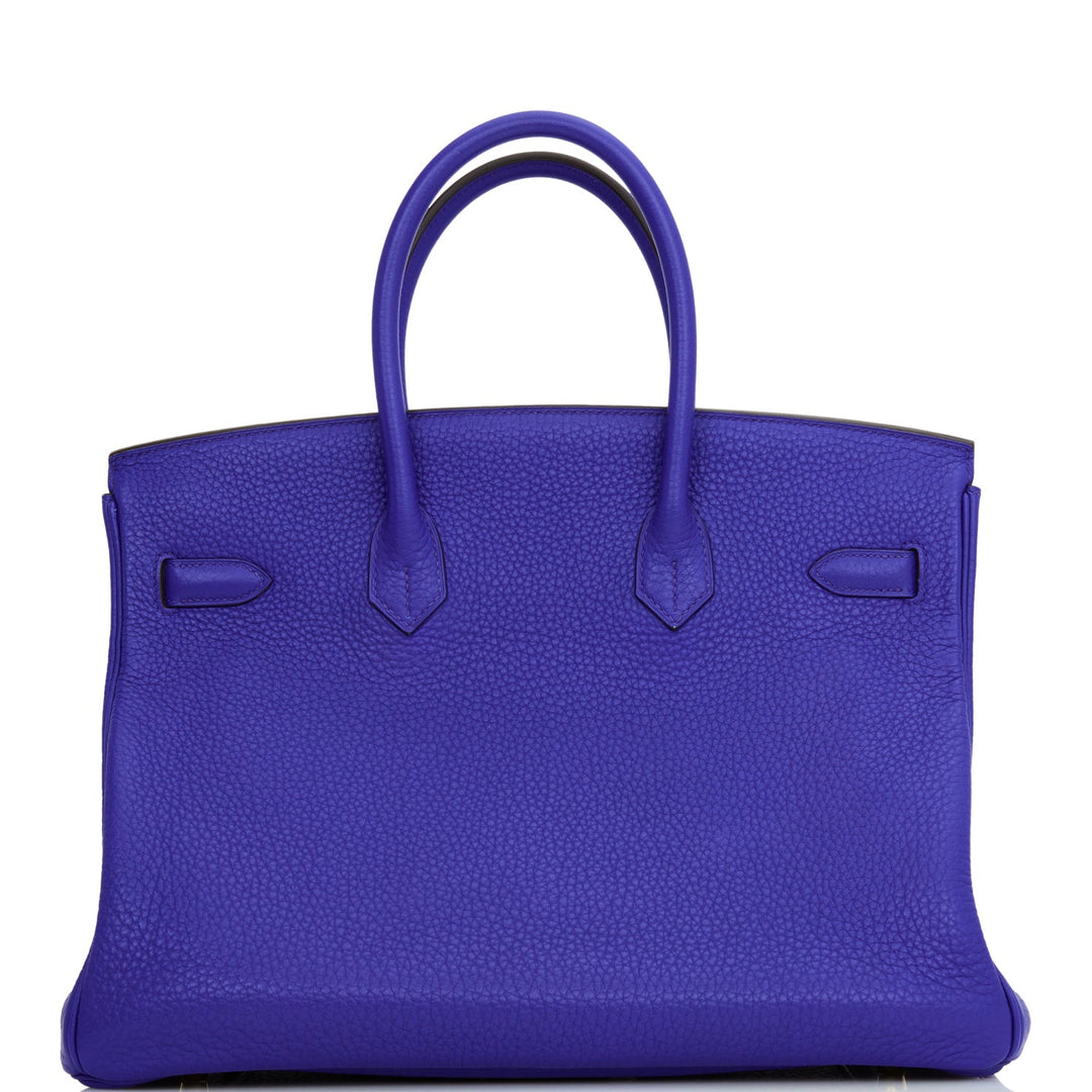 Top quality Hermes Special Order (HSS) Birkin 35 Bleu Electric Verso Clemence Gold Hardware