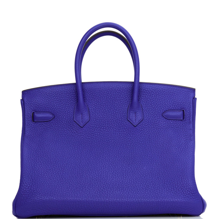 Top quality Hermes Special Order (HSS) Birkin 35 Bleu Electric Verso Clemence Gold Hardware