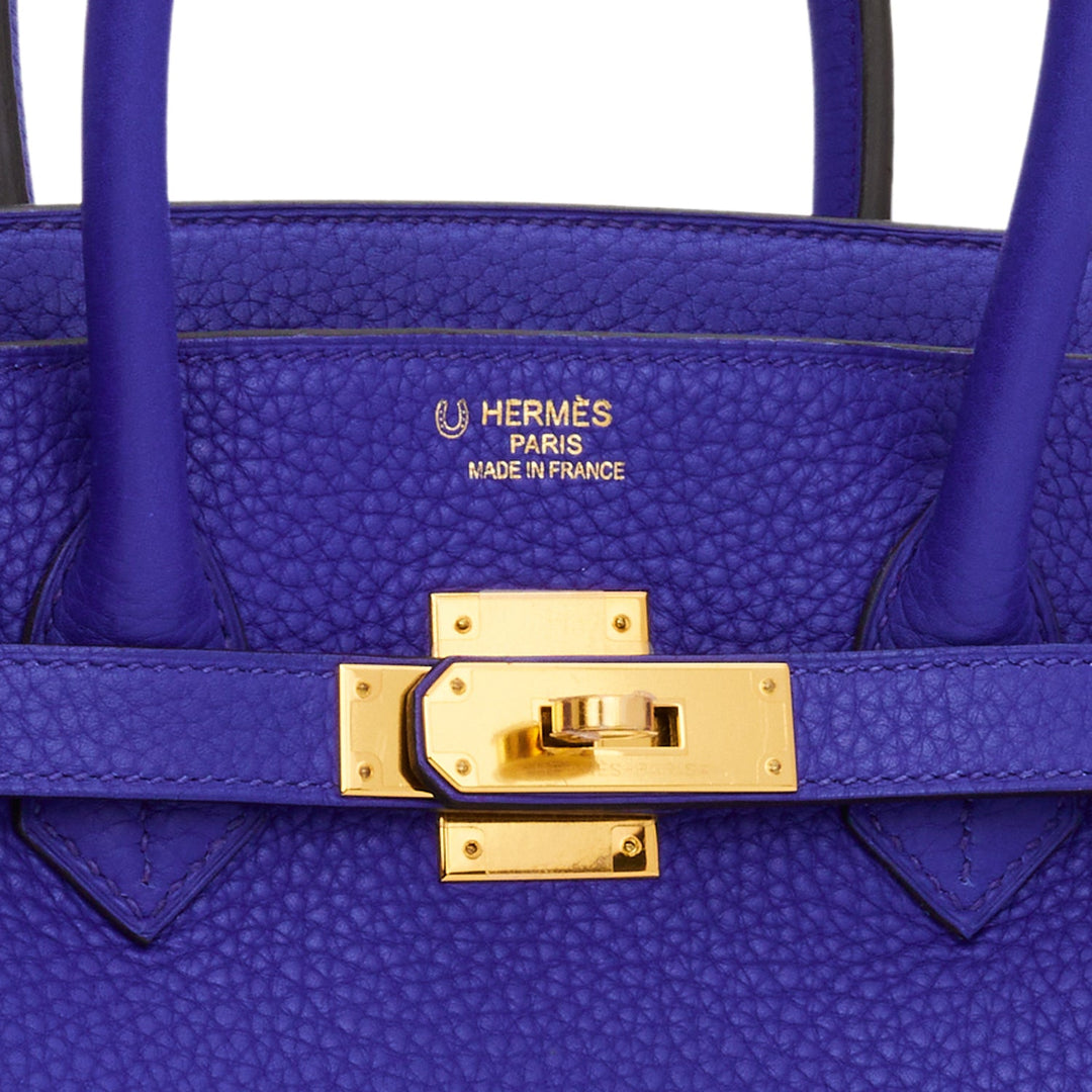 Top quality Hermes Special Order (HSS) Birkin 35 Bleu Electric Verso Clemence Gold Hardware
