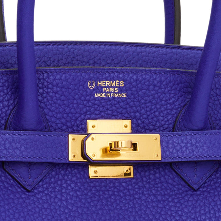 Top quality Hermes Special Order (HSS) Birkin 35 Bleu Electric Verso Clemence Gold Hardware