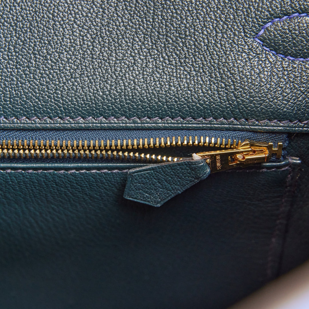 Top quality Hermes Special Order (HSS) Birkin 35 Bleu Electric Verso Clemence Gold Hardware