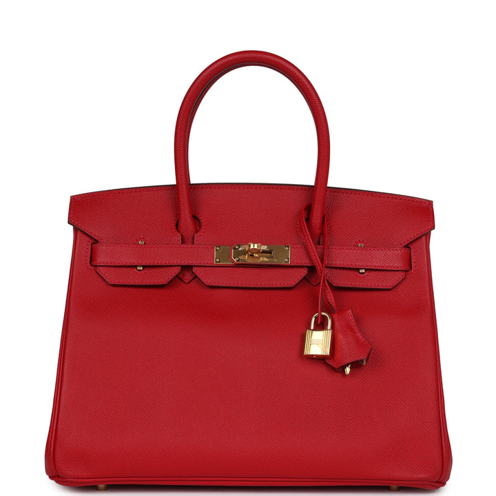 Hermes Birkin 30 Rouge Casaque Epsom Gold Hardware