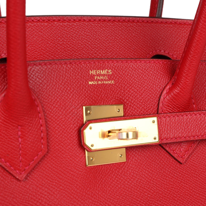 Hermes Birkin 30 Rouge Casaque Epsom Gold Hardware