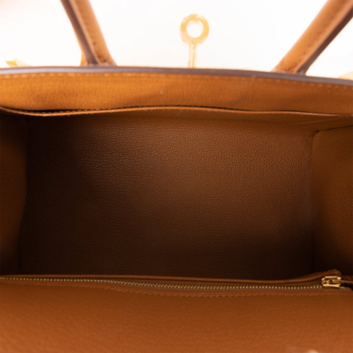 Hermes Birkin 25 Sellier Nata and Gold Epsom Brushed Gold Hardware