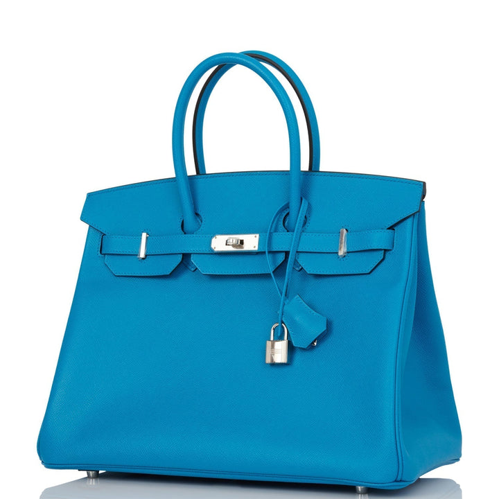 Hermes Birkin 35 Bleu Zanzibar Epsom Palladium Hardware