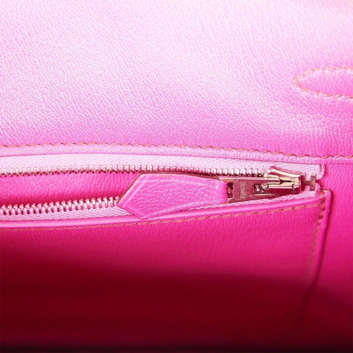 Hermes Birkin 25 Fuchsia Shiny Alligator Palladium Hardware