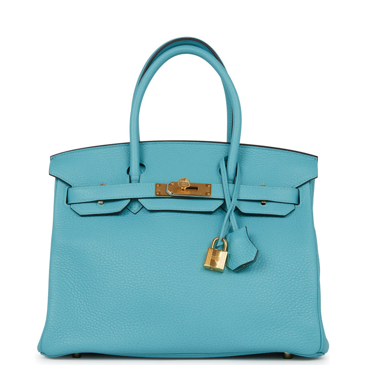 Hermes Birkin 30 Bleu Paon Togo Gold Hardware