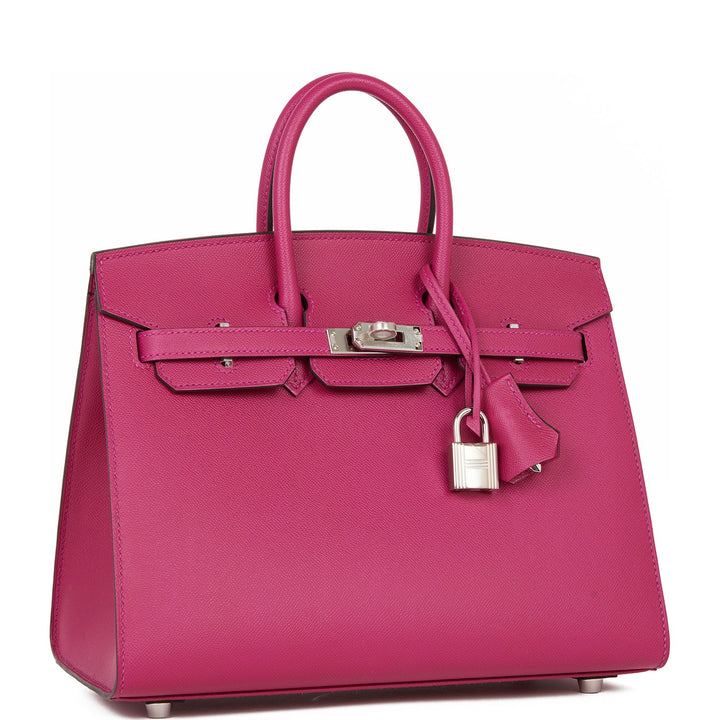 Top quality Hermes Birkin Sellier 25 Rose Pourpre Veau Madame Palladium Hardware