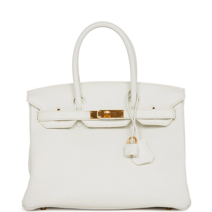 Top quality Hermes Birkin 30 White Clemence Gold Hardware
