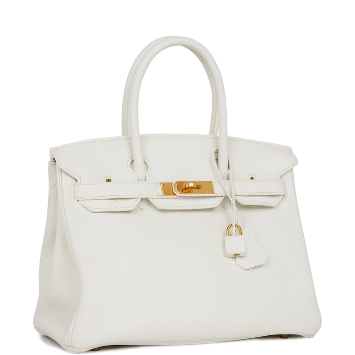 Top quality Hermes Birkin 30 White Clemence Gold Hardware