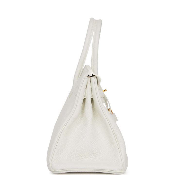Top quality Hermes Birkin 30 White Clemence Gold Hardware