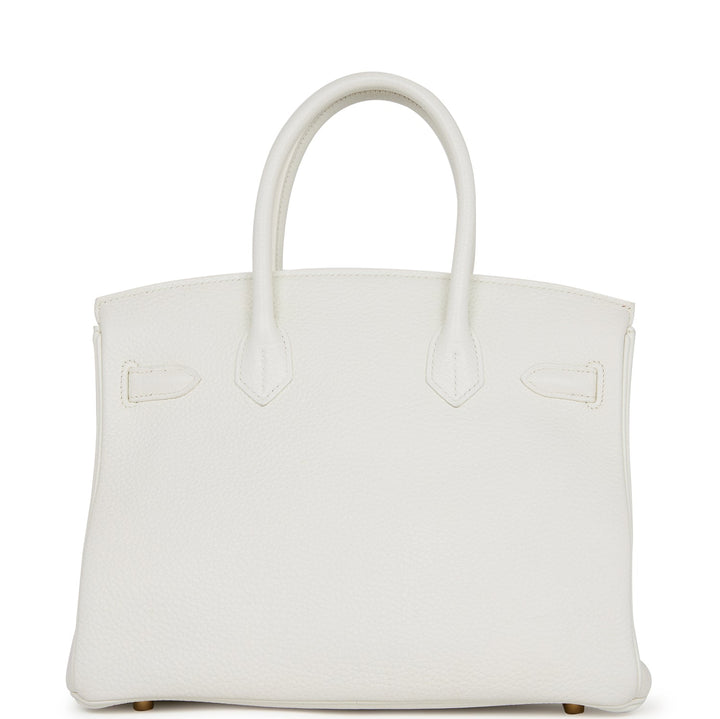 Top quality Hermes Birkin 30 White Clemence Gold Hardware