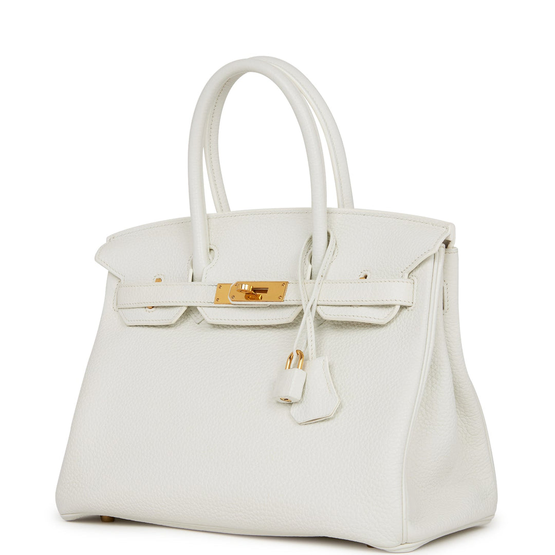 Top quality Hermes Birkin 30 White Clemence Gold Hardware