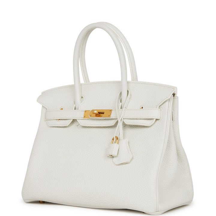 Top quality Hermes Birkin 30 White Clemence Gold Hardware