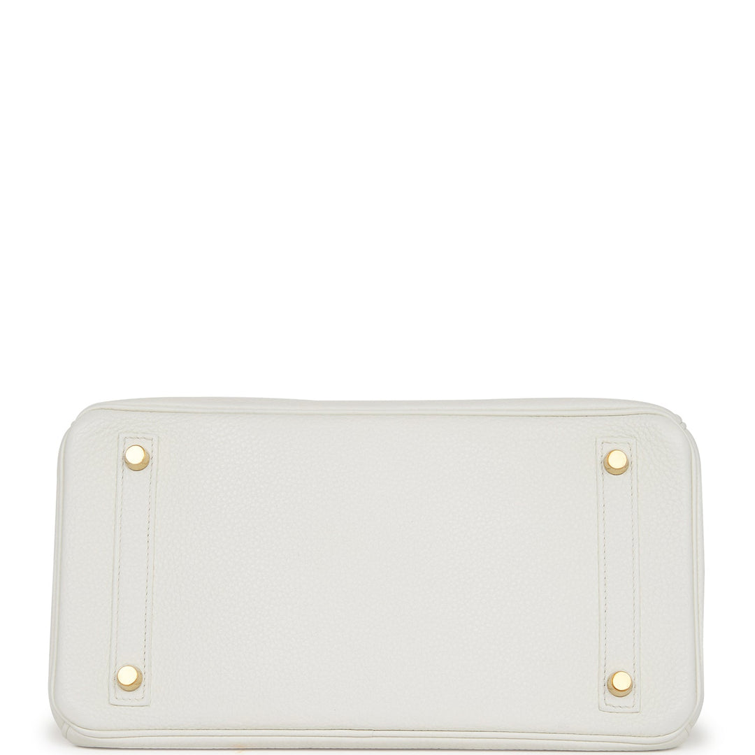 Hermes Birkin 30 White Clemence Gold Hardware
