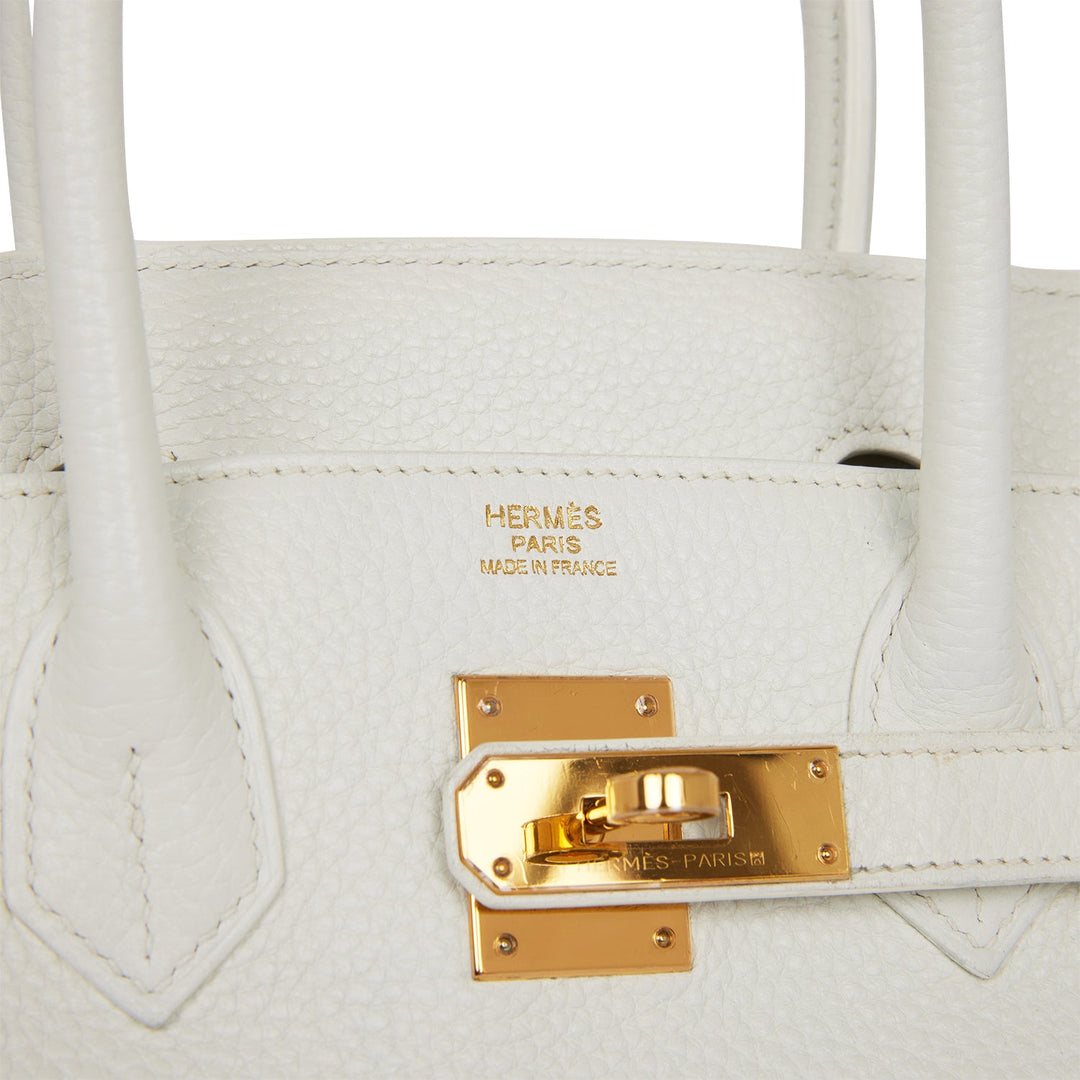 Top quality Hermes Birkin 30 White Clemence Gold Hardware