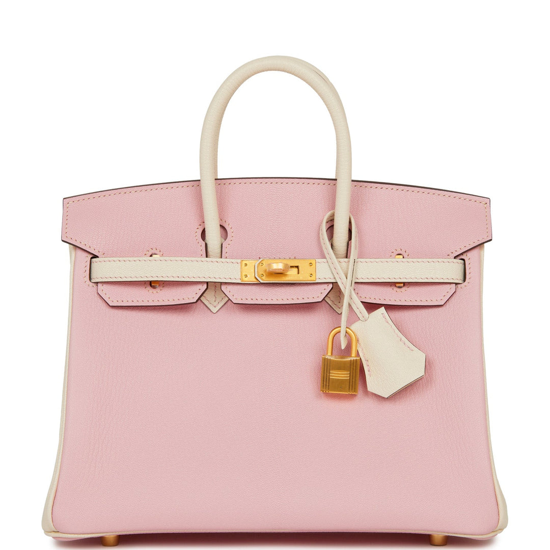 top quality Hermes Special Order (HSS) Birkin 25 Rose Sakura and Nata Chèvre Brushed Gold Hardware