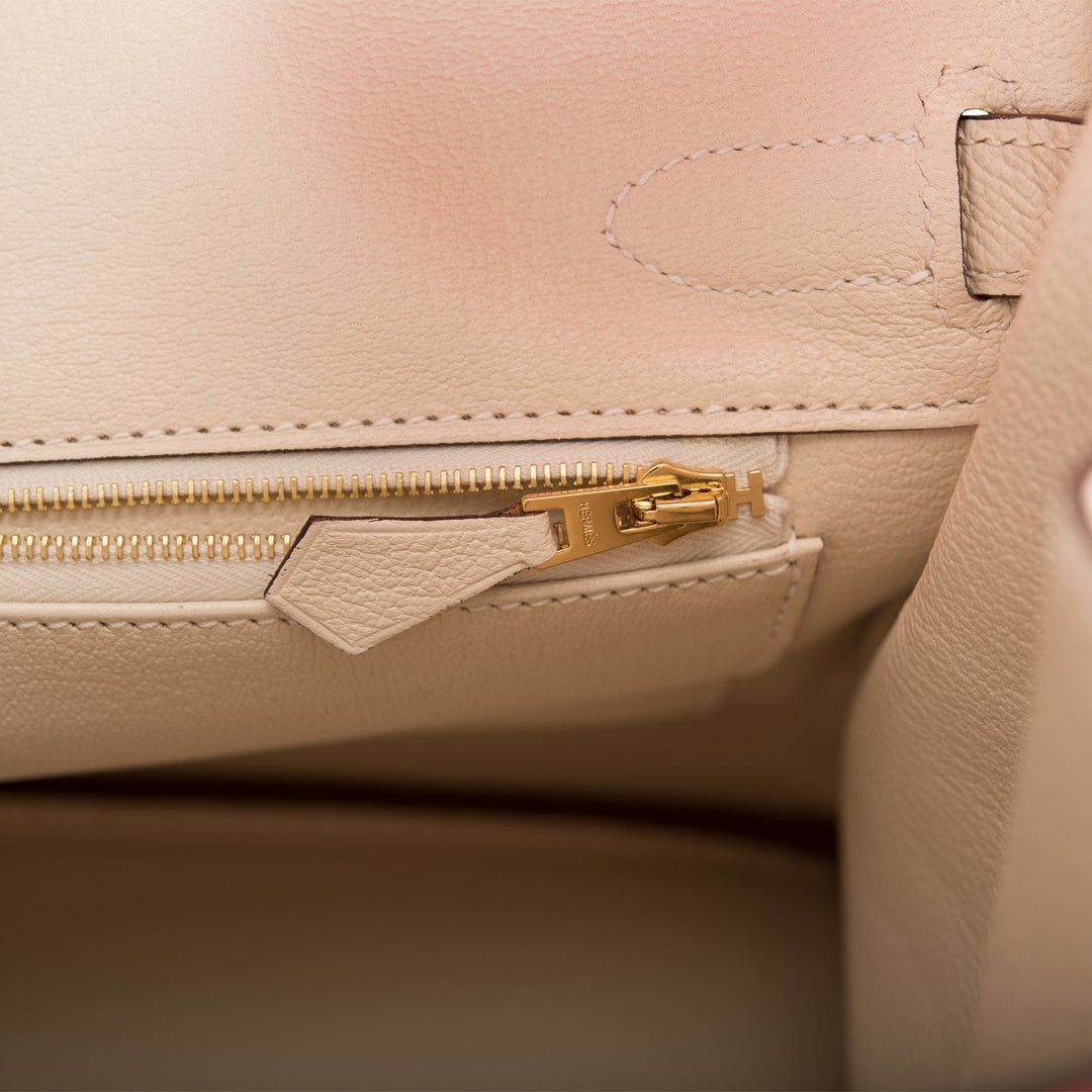 Top quality Hermes Special Order (HSS) Birkin 30 Rouge de Coeur and Craie Epsom Brushed Gold Hardware