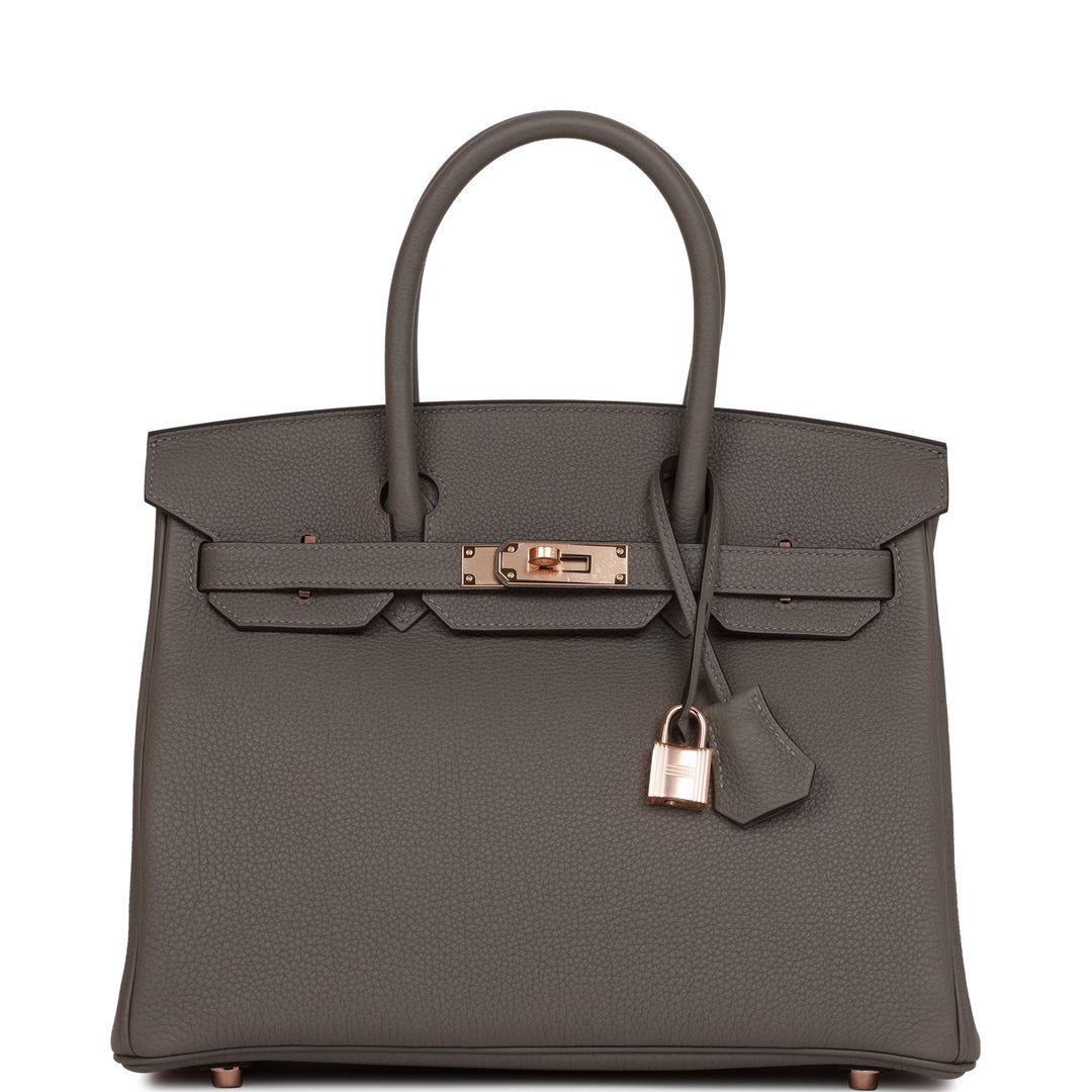 Top quality Hermes Birkin 30 Gris Meyer Togo Rose Gold Hardware