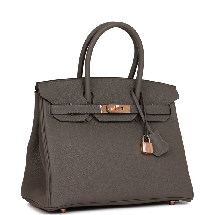 Top quality Hermes Birkin 30 Gris Meyer Togo Rose Gold Hardware