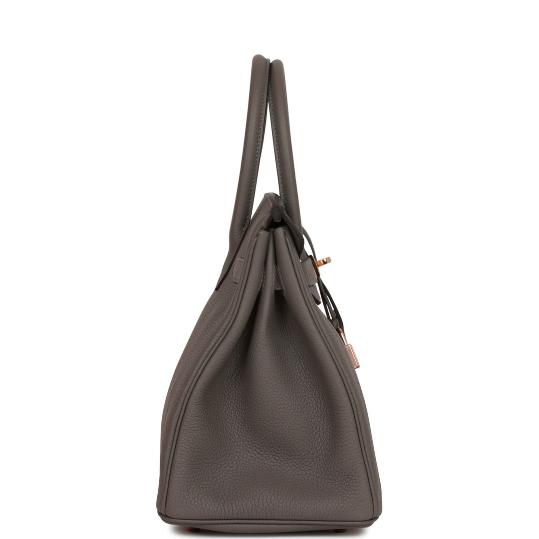 Top quality Hermes Birkin 30 Gris Meyer Togo Rose Gold Hardware