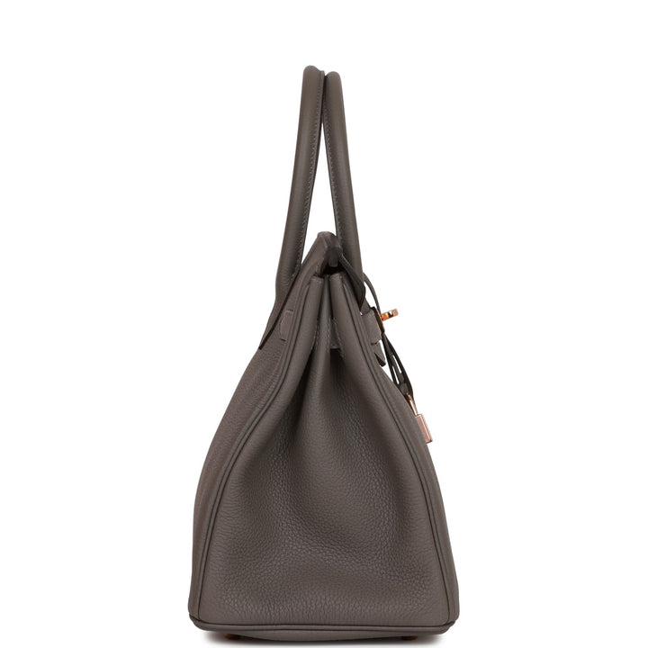 Top quality Hermes Birkin 30 Gris Meyer Togo Rose Gold Hardware