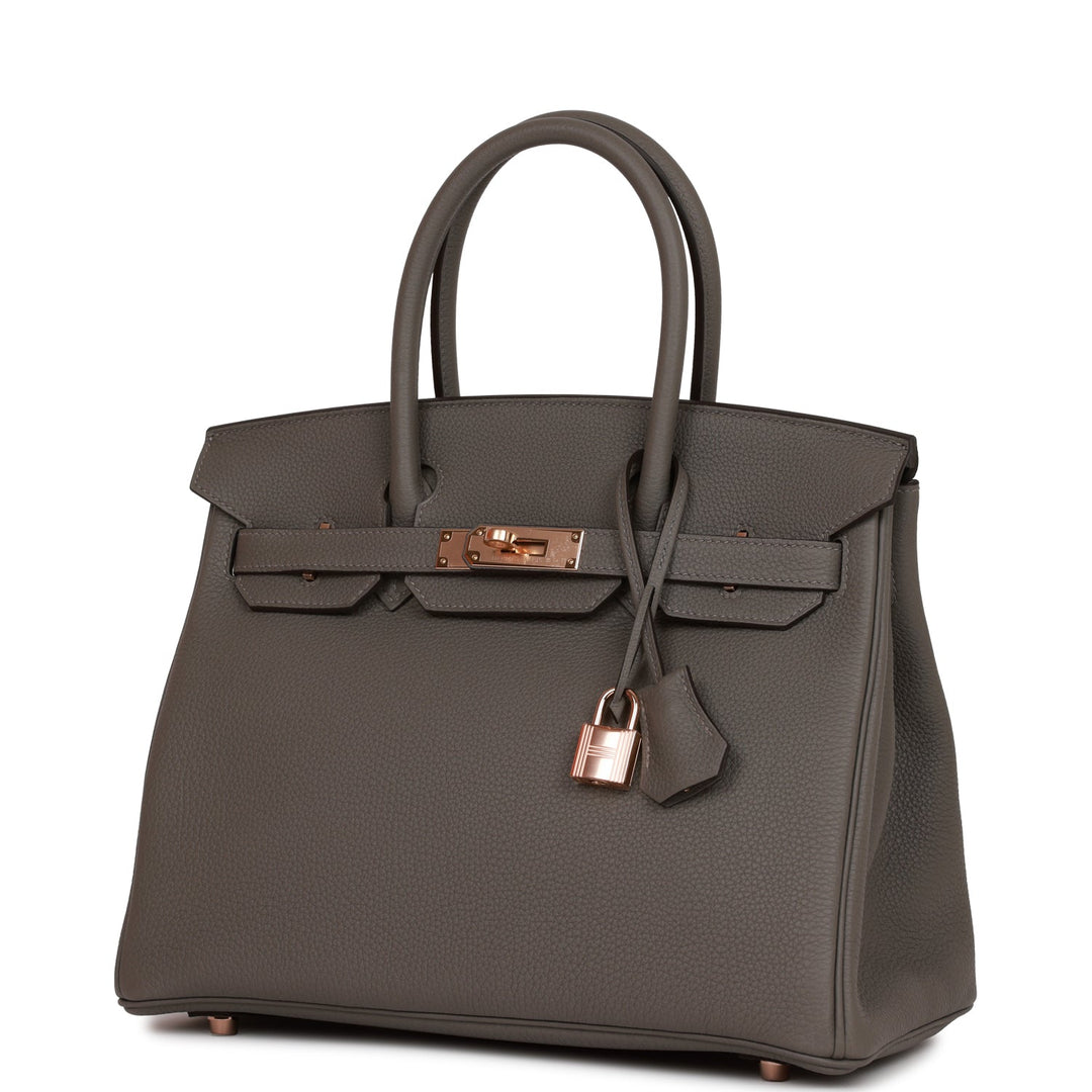 Top quality Hermes Birkin 30 Gris Meyer Togo Rose Gold Hardware