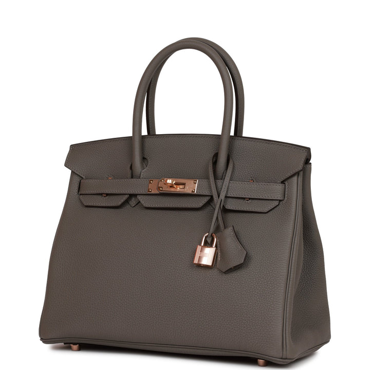 Top quality Hermes Birkin 30 Gris Meyer Togo Rose Gold Hardware