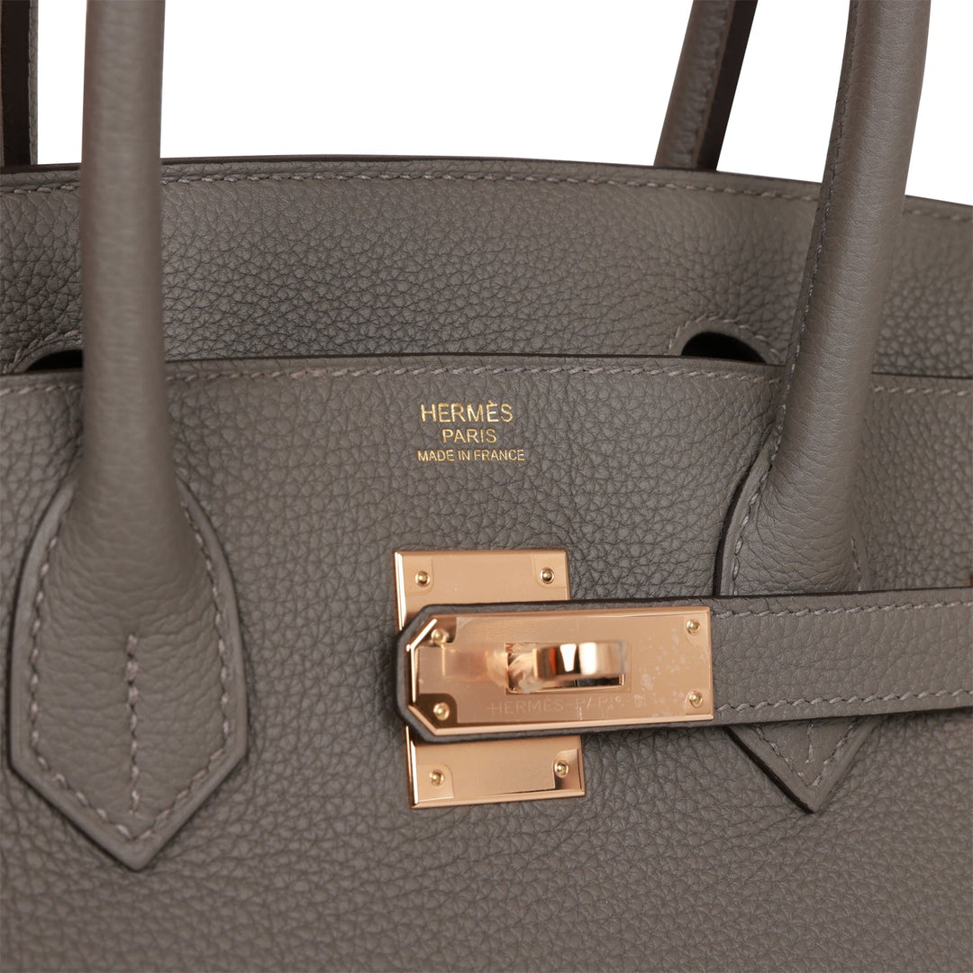 Top quality Hermes Birkin 30 Gris Meyer Togo Rose Gold Hardware