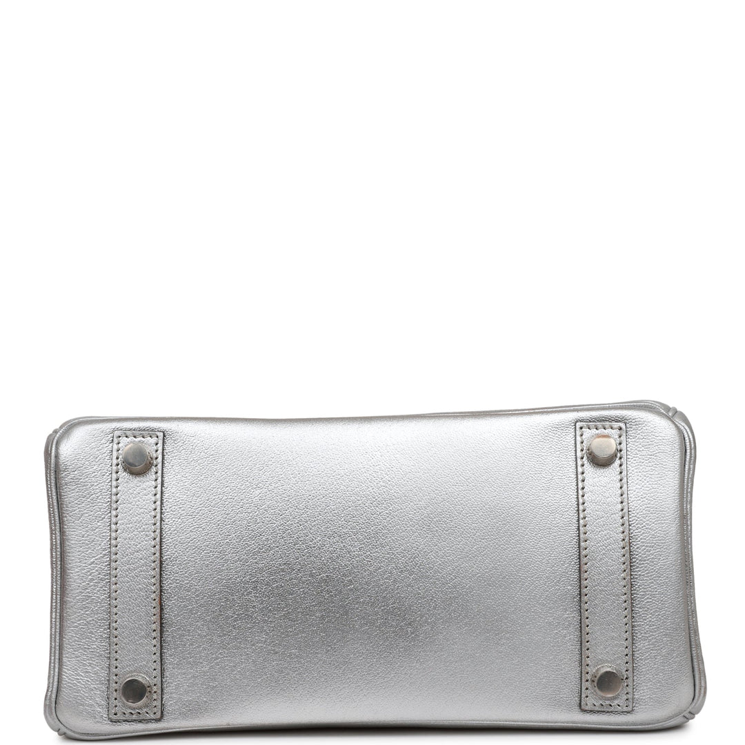 Top quality Hermes Birkin 25 Silver Metallic Chevre Palladium Hardware