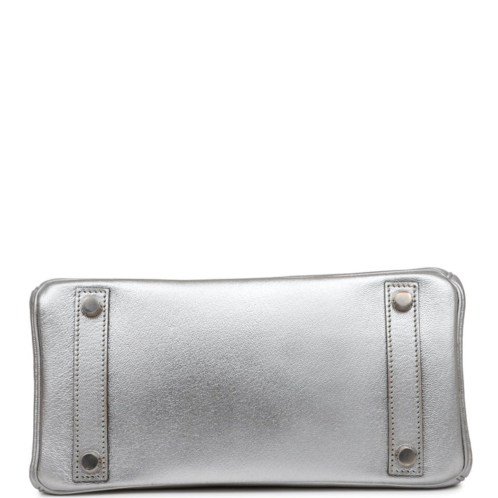 Top quality Hermes Birkin 25 Silver Metallic Chevre Palladium Hardware