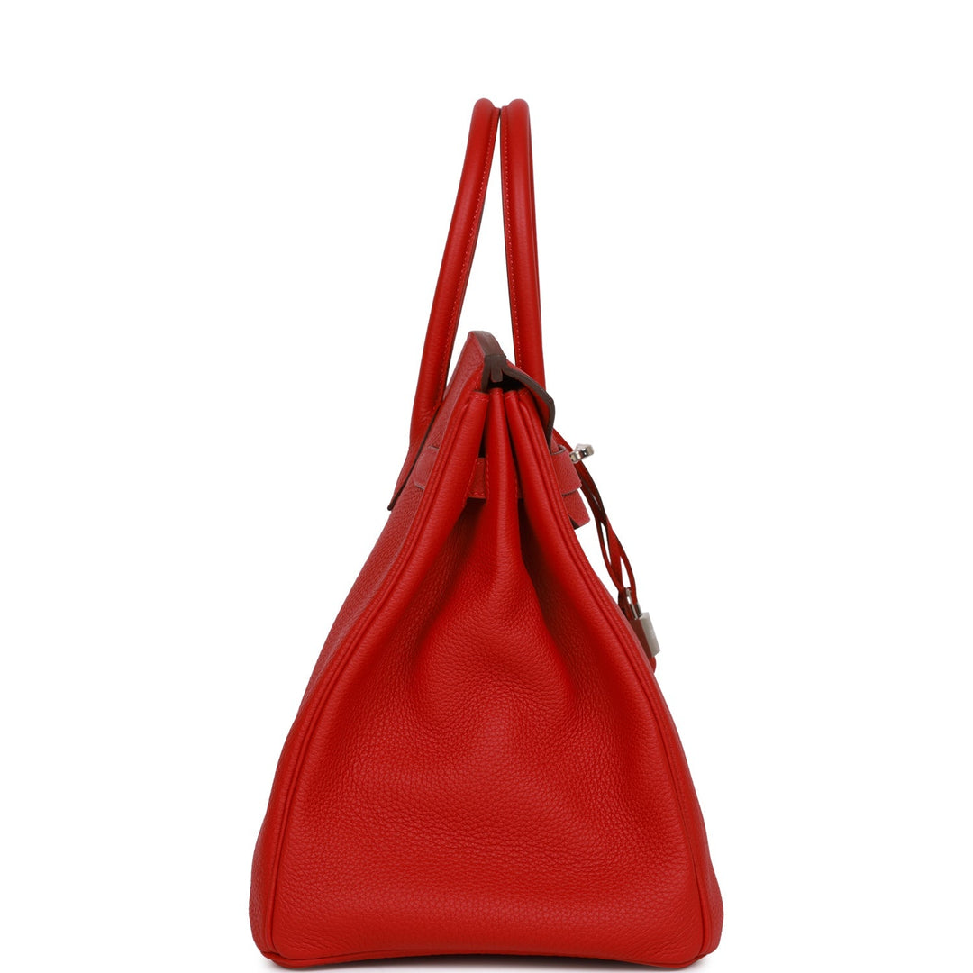 Hermes Birkin 35 Rouge Casaque Togo Palladium Hardware