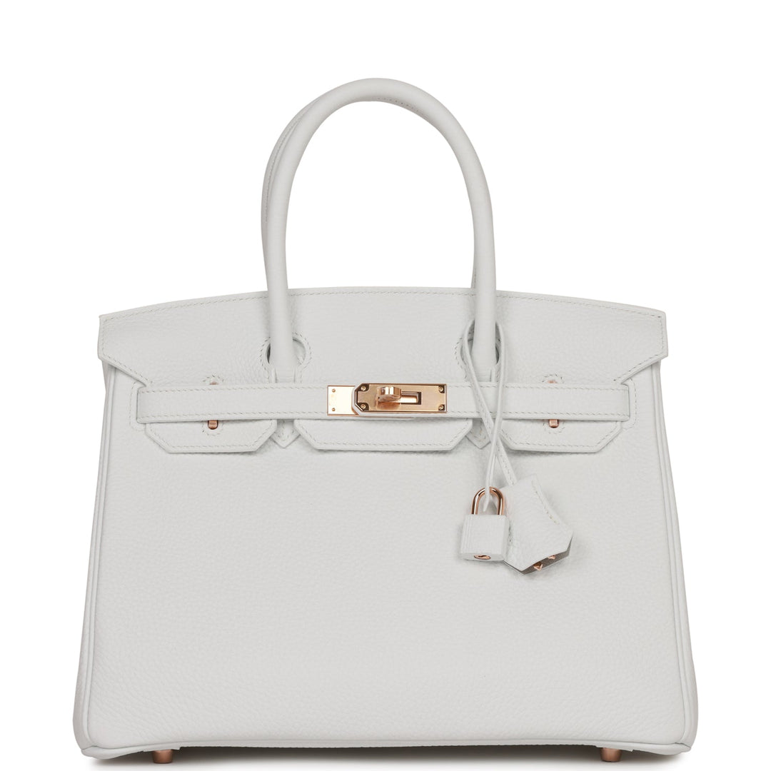 top quality Hermes Special Order (HSS) Birkin 30 White Verso Clemence Rose Gold Hardware