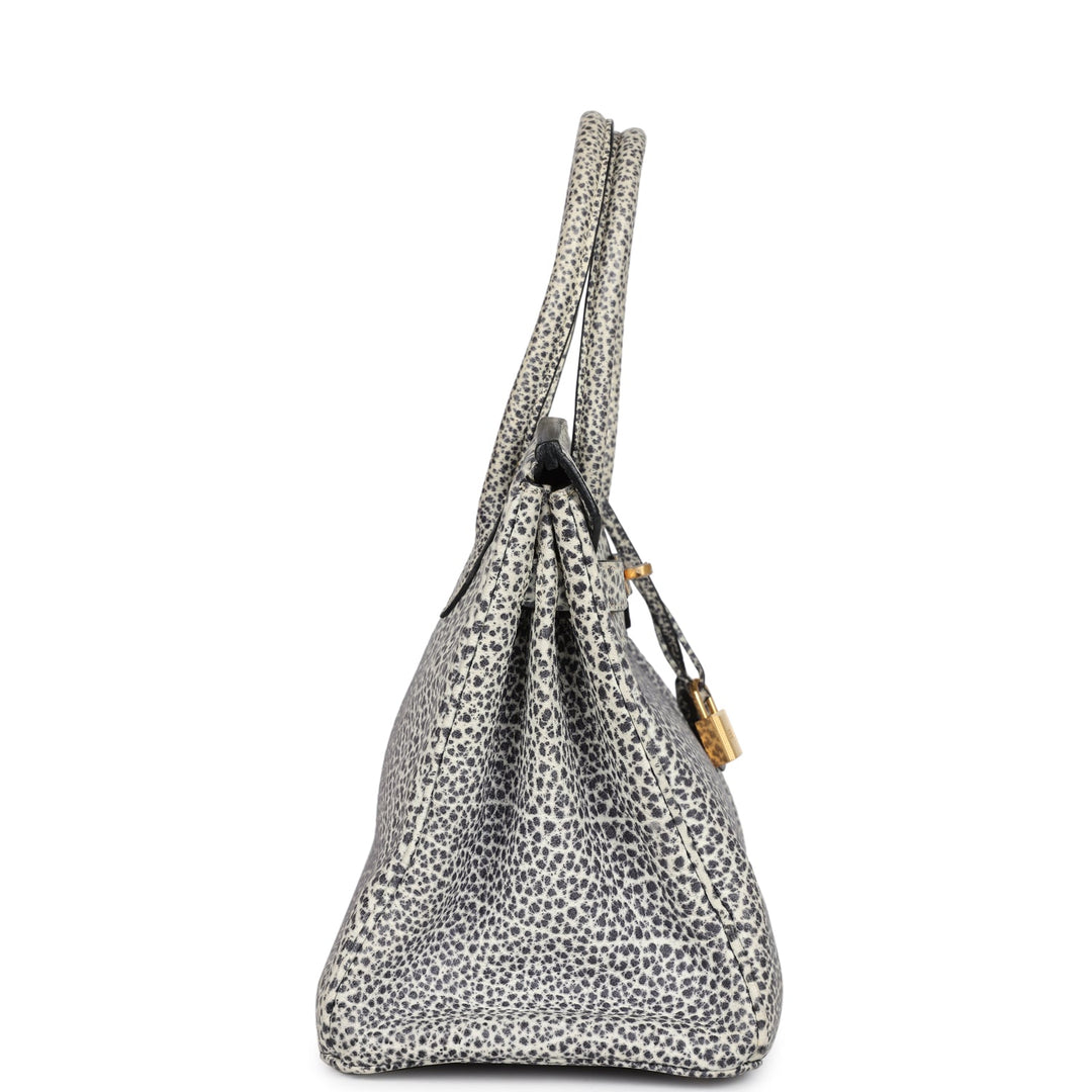Hermes Birkin 30 White Dalmatian Buffalo Gold Hardware