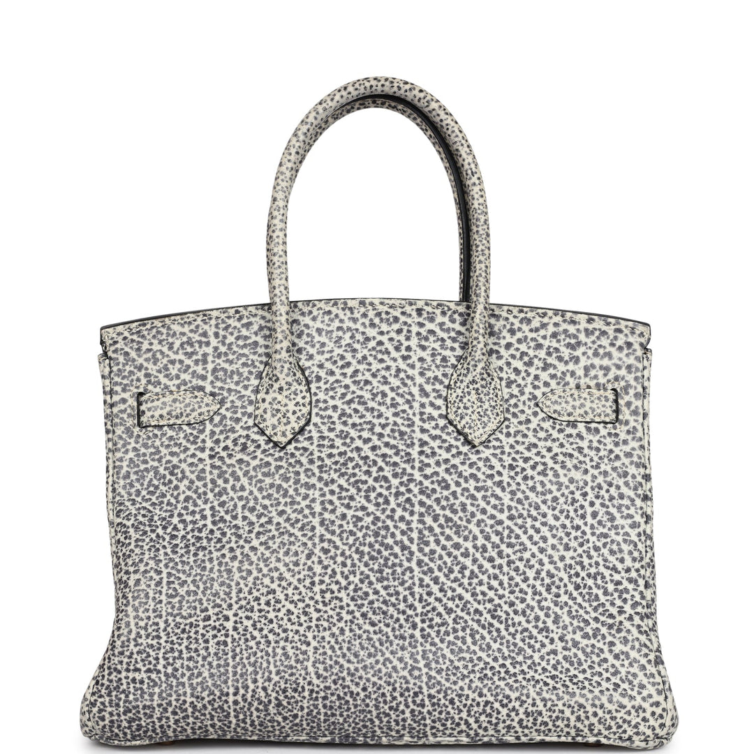Hermes Birkin 30 White Dalmatian Buffalo Gold Hardware