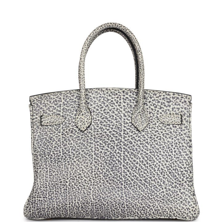 Hermes Birkin 30 White Dalmatian Buffalo Gold Hardware