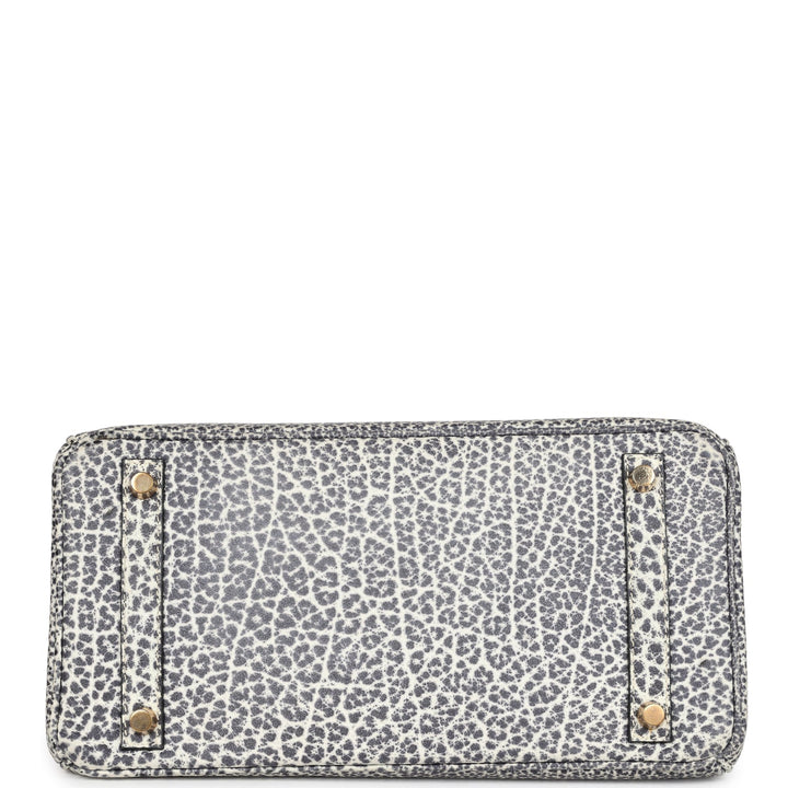 Hermes Birkin 30 White Dalmatian Buffalo Gold Hardware