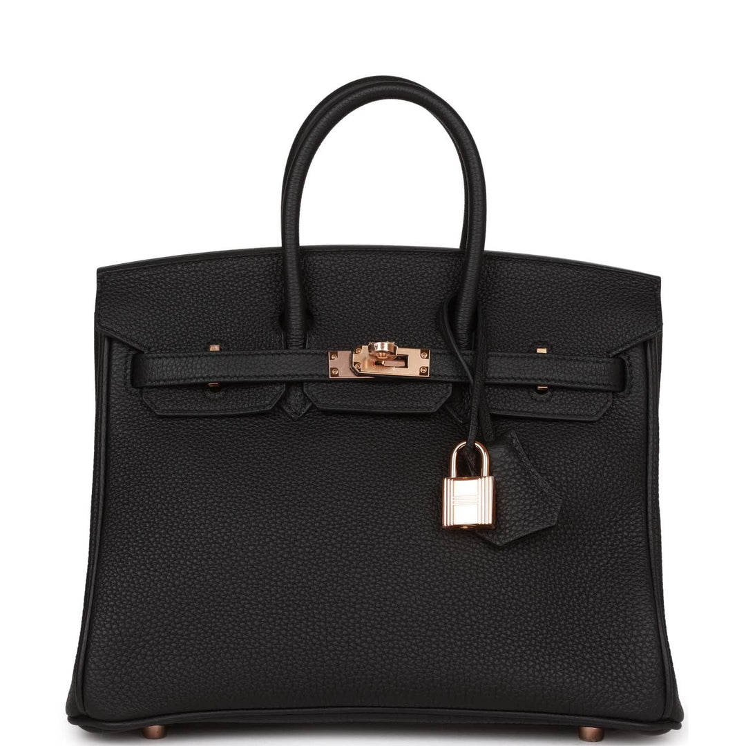 top quality Hermes Birkin 25 Black Togo Rose Gold Hardware