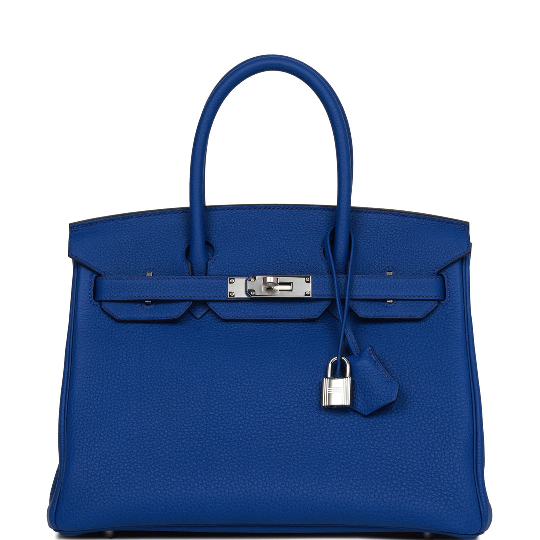 Premium Handmade Hermes Birkin 30 Bleu Royal Togo Palladium Hardware