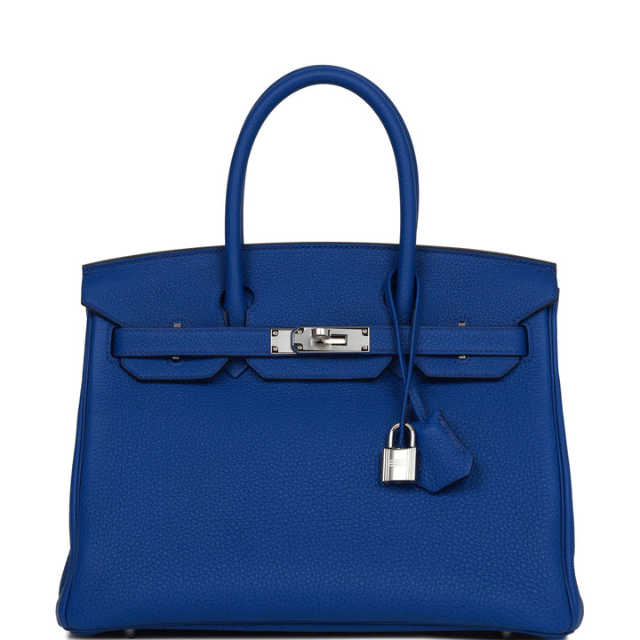 Premium Handmade Hermes Birkin 30 Bleu Royal Togo Palladium Hardware