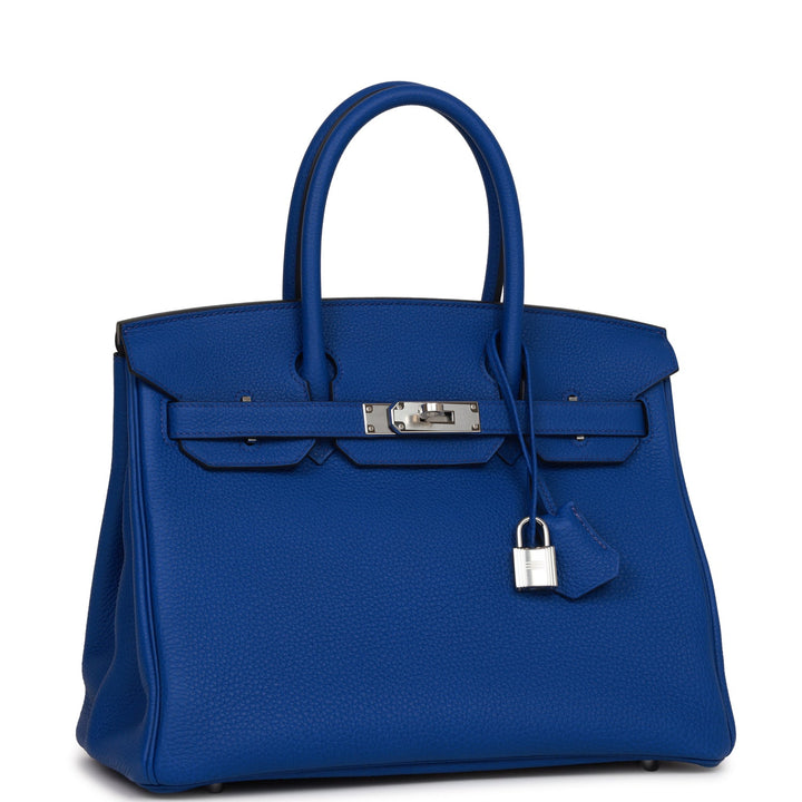 Premium Handmade Hermes Birkin 30 Bleu Royal Togo Palladium Hardware