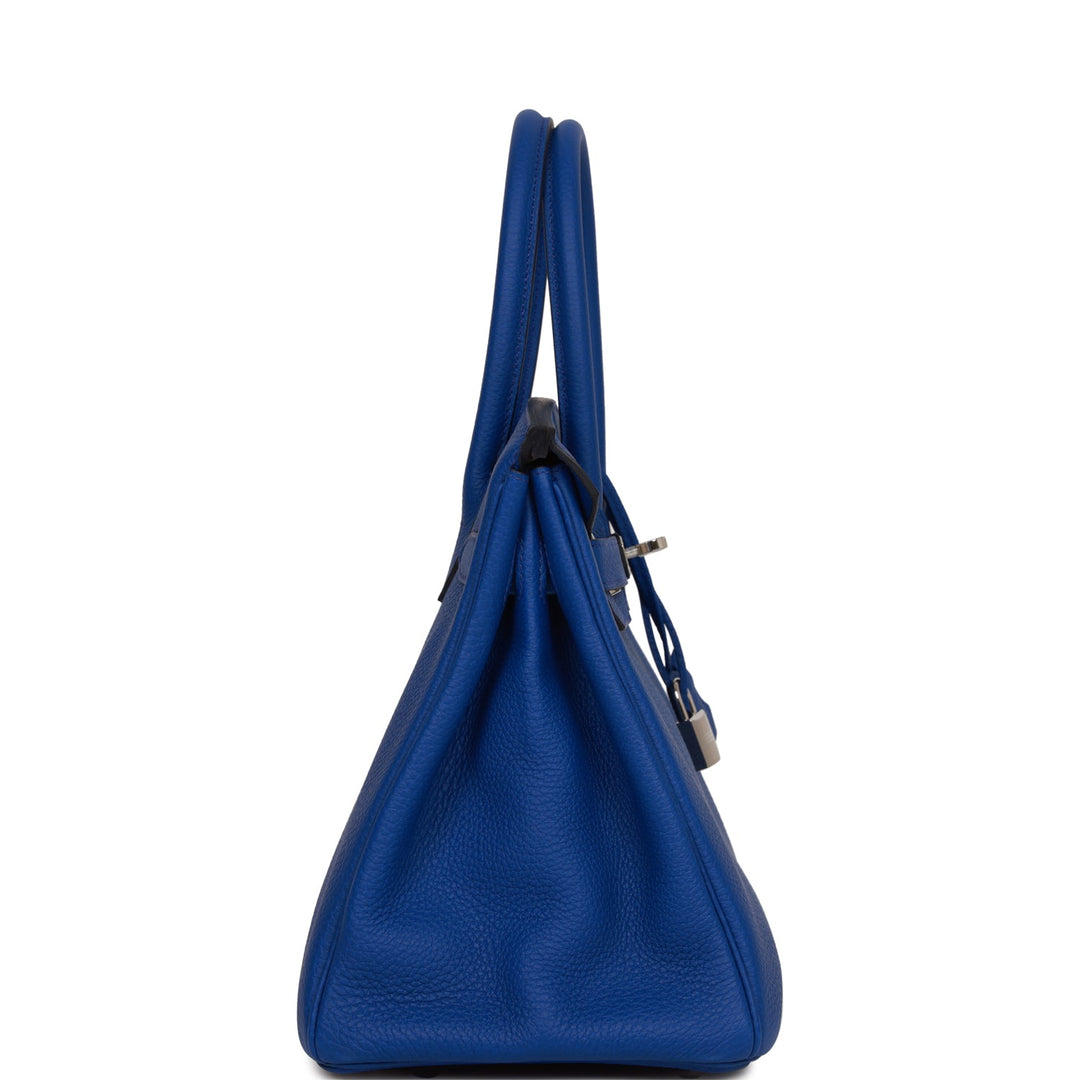 Premium Handmade Hermes Birkin 30 Bleu Royal Togo Palladium Hardware