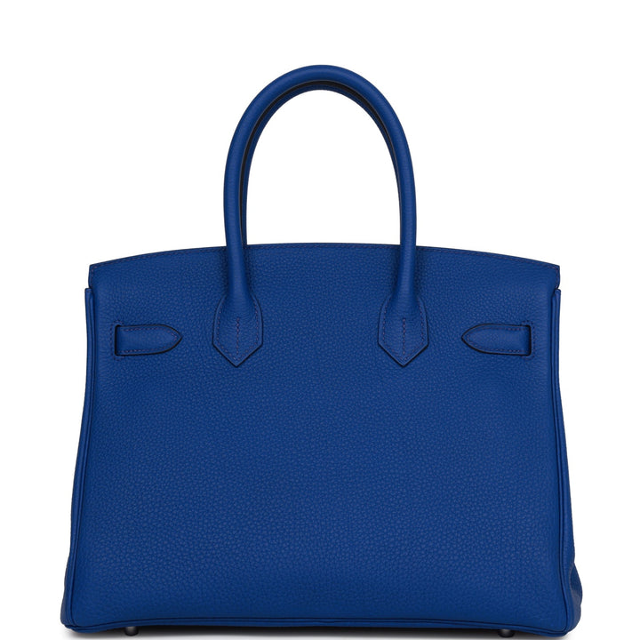 Premium Handmade Hermes Birkin 30 Bleu Royal Togo Palladium Hardware