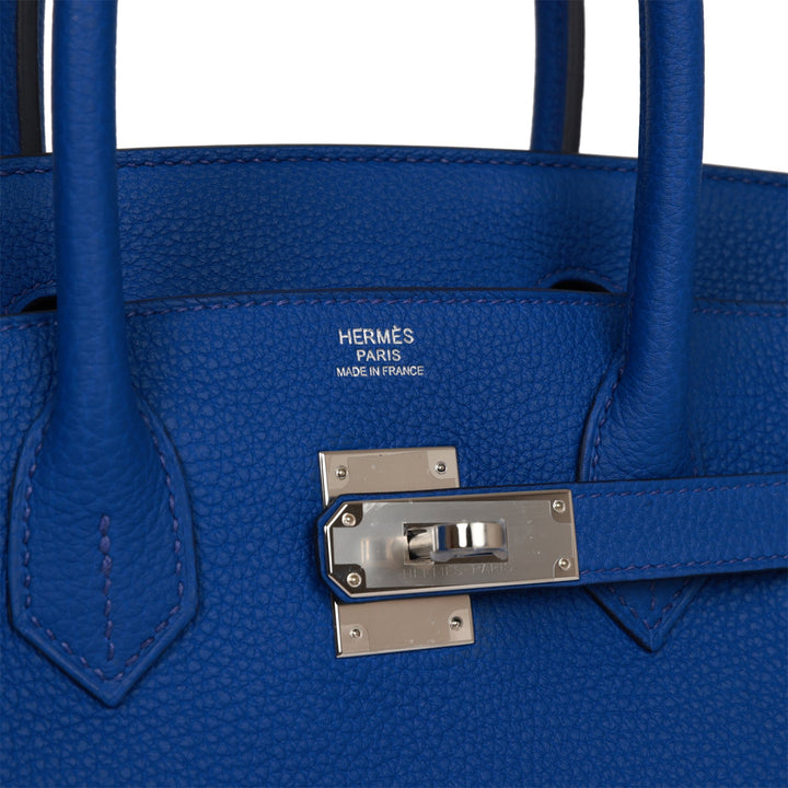 Premium Handmade Hermes Birkin 30 Bleu Royal Togo Palladium Hardware