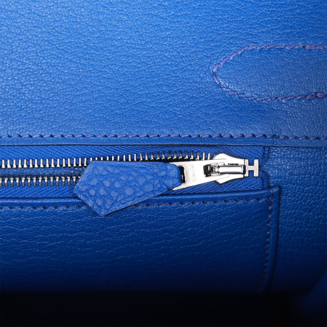 Premium Handmade Hermes Birkin 30 Bleu Royal Togo Palladium Hardware