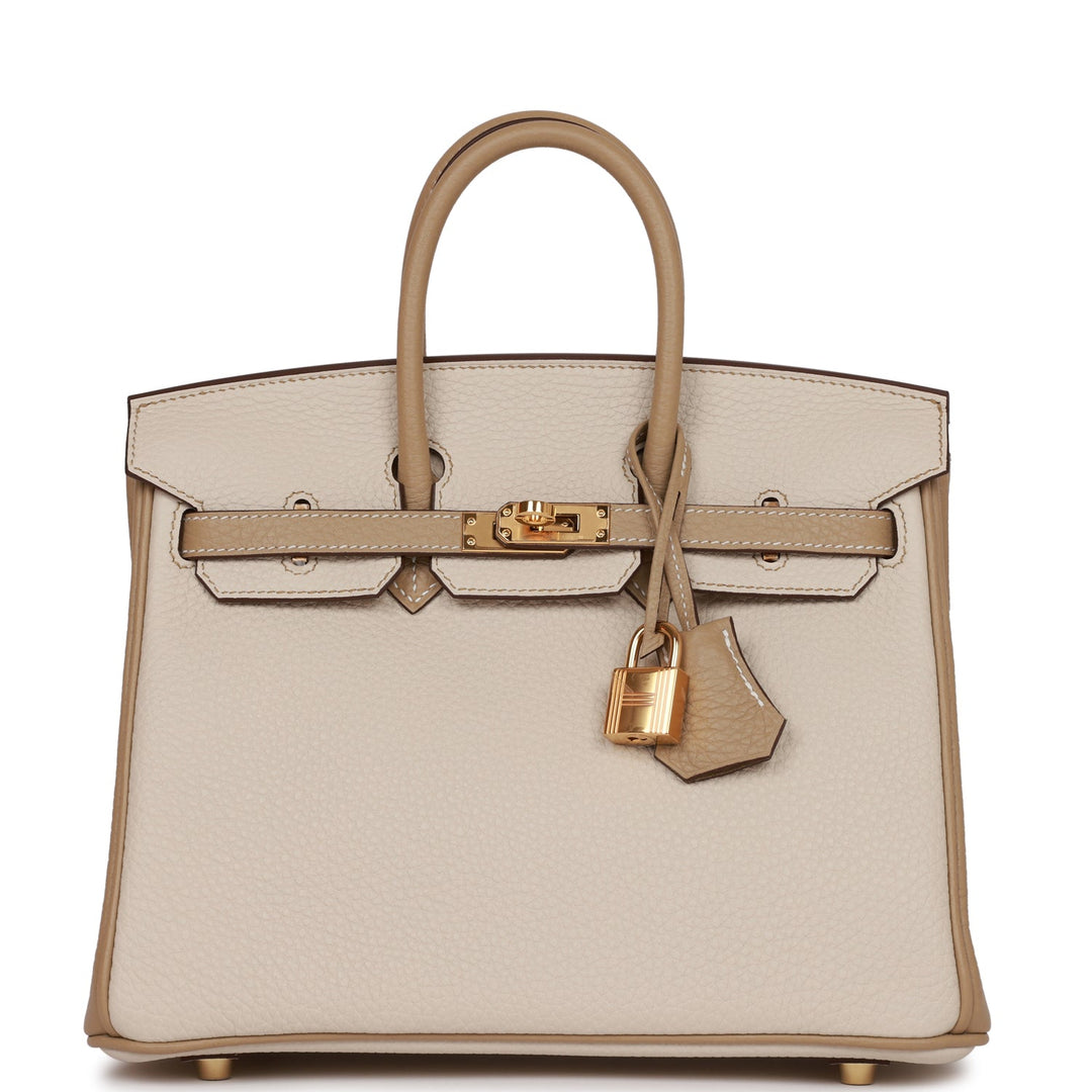 top quality Hermes Special Order (HSS) Birkin 25 Craie and Trench Togo Gold Hardware